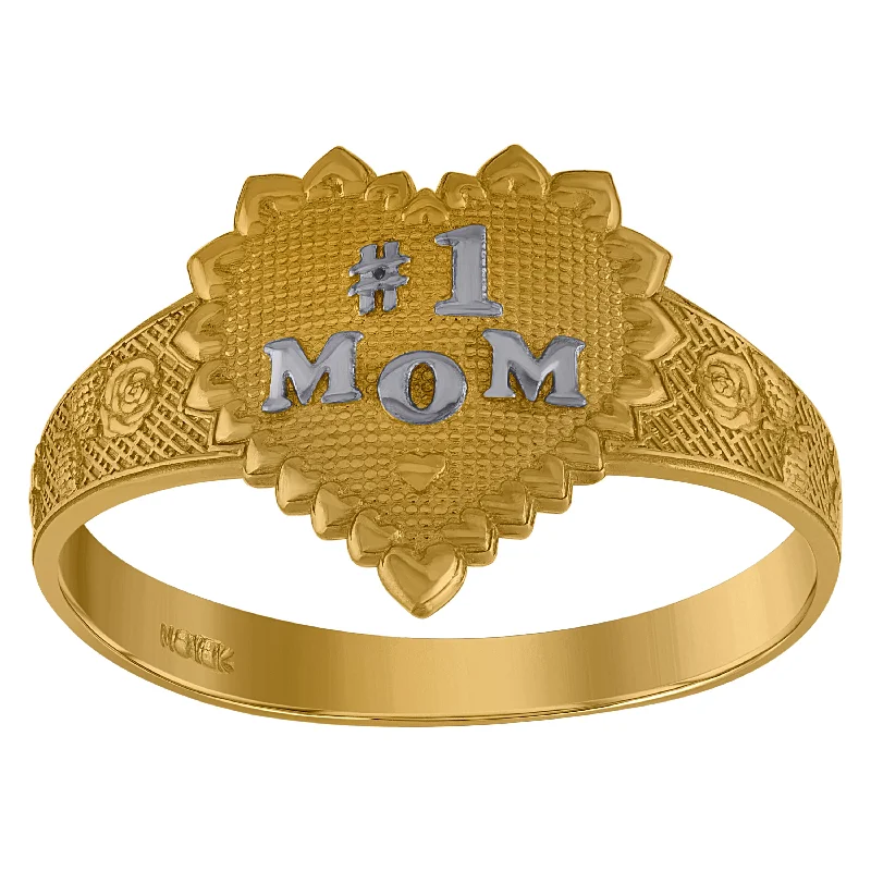 Enamel - Coated Fashion Rings in Bright Colors with Animal - Print PatternsKeene Jewelers 10kt Gold Womens Two-tone Textured No.1 Mom Band Ring Enamel - Coated Fashion Rings in Bright Colors with Animal - Print PatternsKeene Jewelers 10kt Gold Womens Two-tone Textured No.1 Mom Band Ring