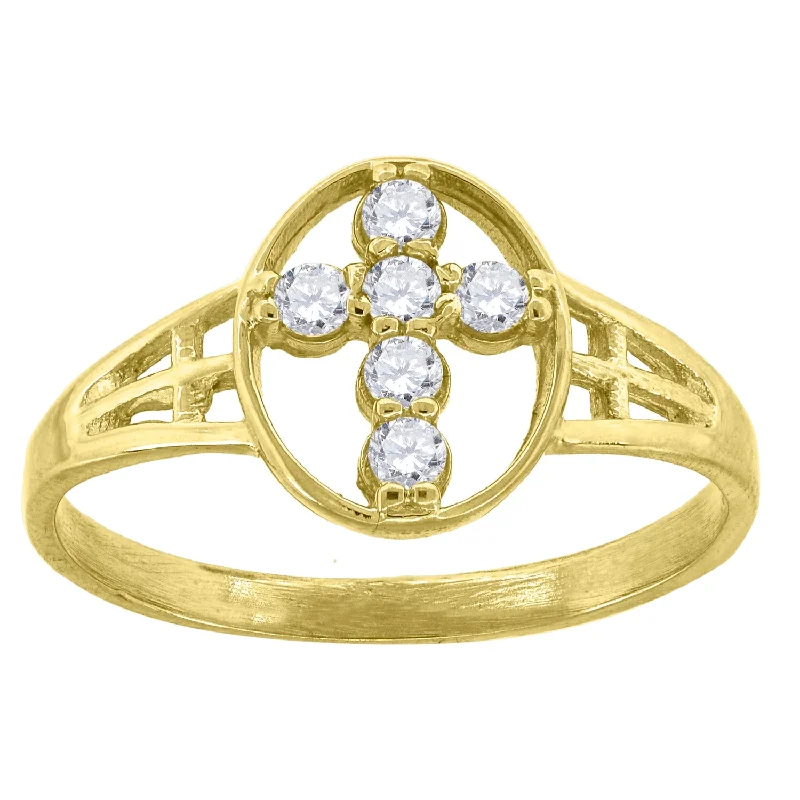 Adjustable Fashion Rings in Leather and Brass with a Tribal - Inspired DesignKeene Jewelers 10kt Yellow Gold Womens Cubic Zirconia Oval Cross Religious Ring Adjustable Fashion Rings in Leather and Brass with a Tribal - Inspired DesignKeene Jewelers 10kt Yellow Gold Womens Cubic Zirconia Oval Cross Religious Ring