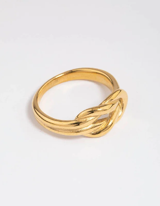 Textured Fashion Rings in Pewter with Hammered and Embossed SurfacesWaterproof Gold Plated Stainless Steel Classic Knotted Ring Textured Fashion Rings in Pewter with Hammered and Embossed SurfacesWaterproof Gold Plated Stainless Steel Classic Knotted Ring