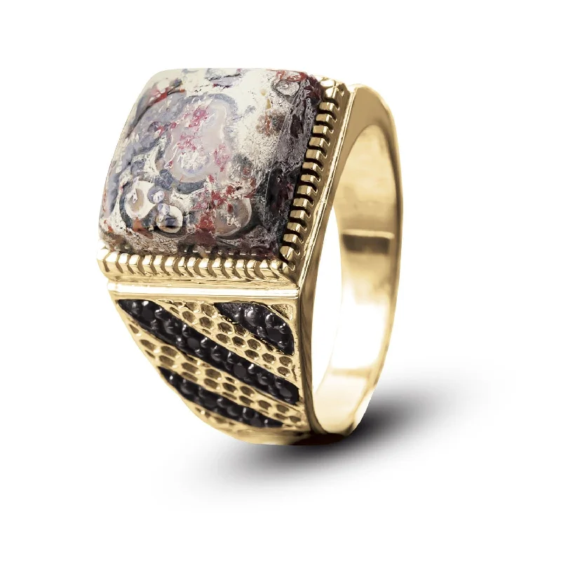 Adjustable Ring Sizes for Women's Rings in Stainless SteelLeopardskin Jasper Ring