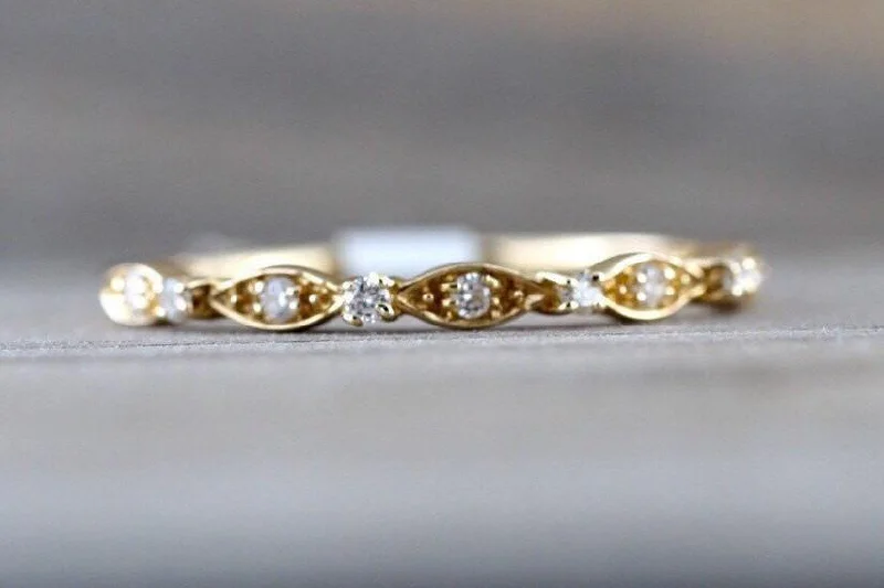 Men's budget - friendly rings for cost - conscious shoppers14K Yellow Gold Dainty Thin Stackable Diamond Vintage Classic Arch Shaped Men's budget - friendly rings for cost - conscious shoppers14K Yellow Gold Dainty Thin Stackable Diamond Vintage Classic Arch Shaped