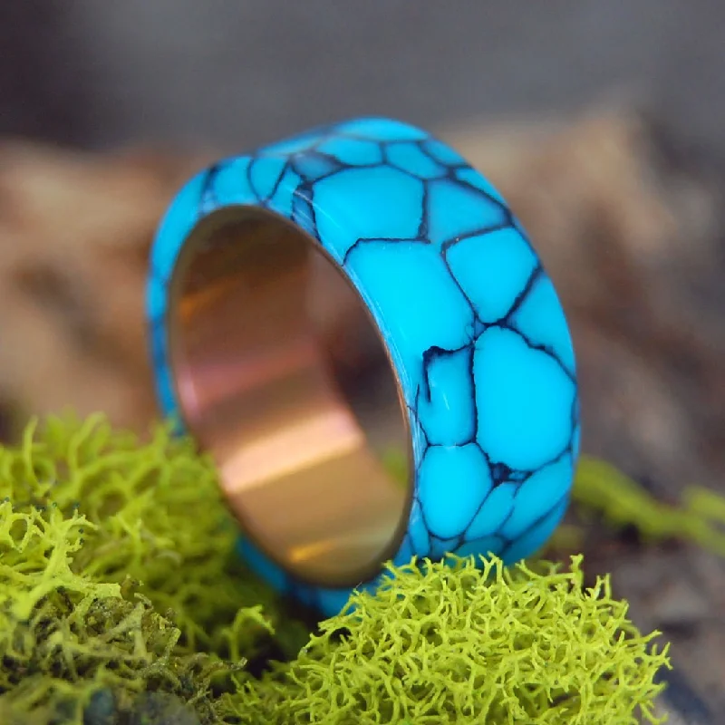 Enamel - Coated Women's Rings in Bright, Bold ColorsYou, Turquoise & The Sunset | Men's Turquoise & Titanium Wedding Ring Enamel - Coated Women's Rings in Bright, Bold ColorsYou, Turquoise & The Sunset | Men's Turquoise & Titanium Wedding Ring