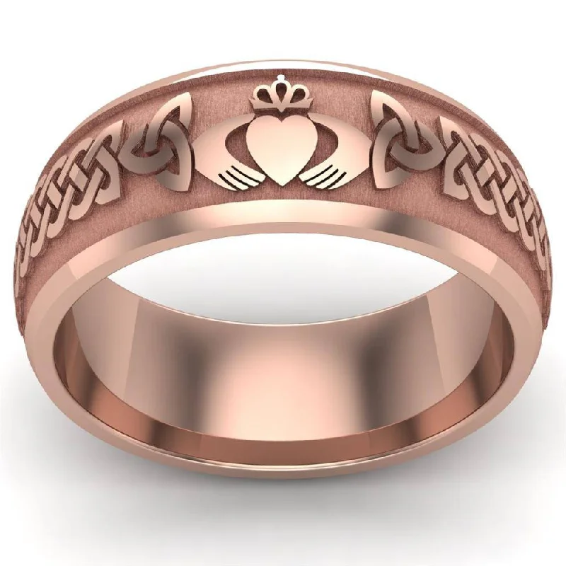 Men's anti - allergy rings for sensitive skinCladdagh Wedding Ring UCL1-14R8M - 14K Rose Gold Men's anti - allergy rings for sensitive skinCladdagh Wedding Ring UCL1-14R8M - 14K Rose Gold