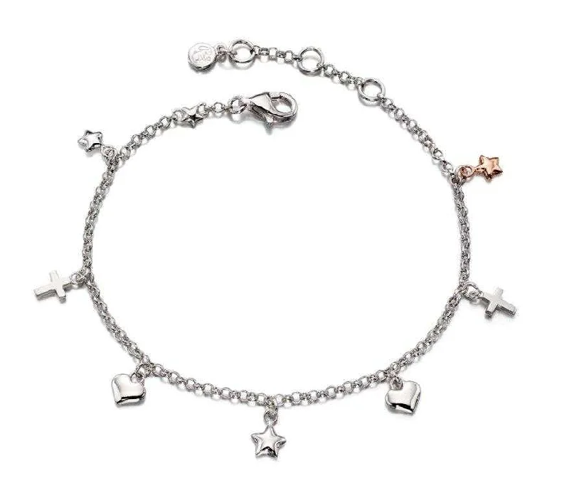 Little Star Athena Sterling Silver with Rose Gold Plated Star Bracelet
