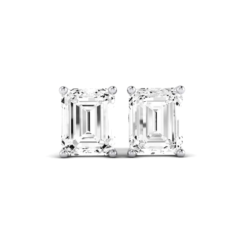Elowen Emerald Cut Diamond Stud Earrings