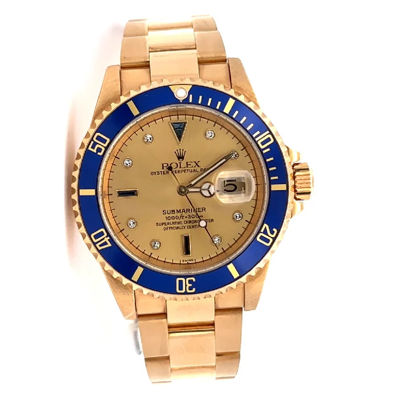 Oval - cut sapphire and diamond engagement ring in 18K white goldVintage Pre-owned 18k Yellow Gold Rolex Submariner #3135 Oval - cut sapphire and diamond engagement ring in 18K white goldVintage Pre-owned 18k Yellow Gold Rolex Submariner #3135