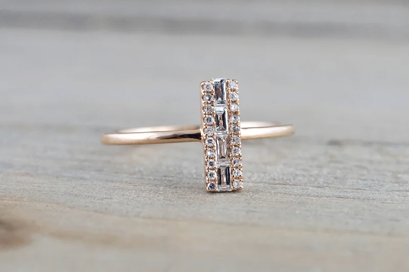 Men's polished brass rings with a warm glow14k Rose Gold Fashion Baguette Diamond Straight Band Ring Men's polished brass rings with a warm glow14k Rose Gold Fashion Baguette Diamond Straight Band Ring