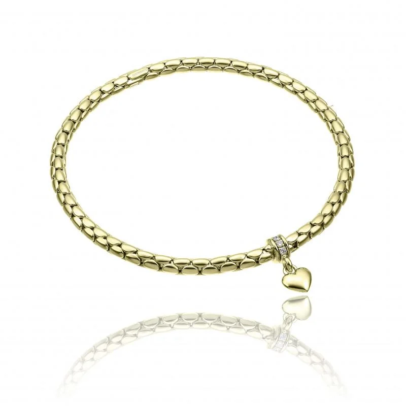 Chimento Stretch Charm 18ct Yellow Gold Diamond Heart Charm Bracelet