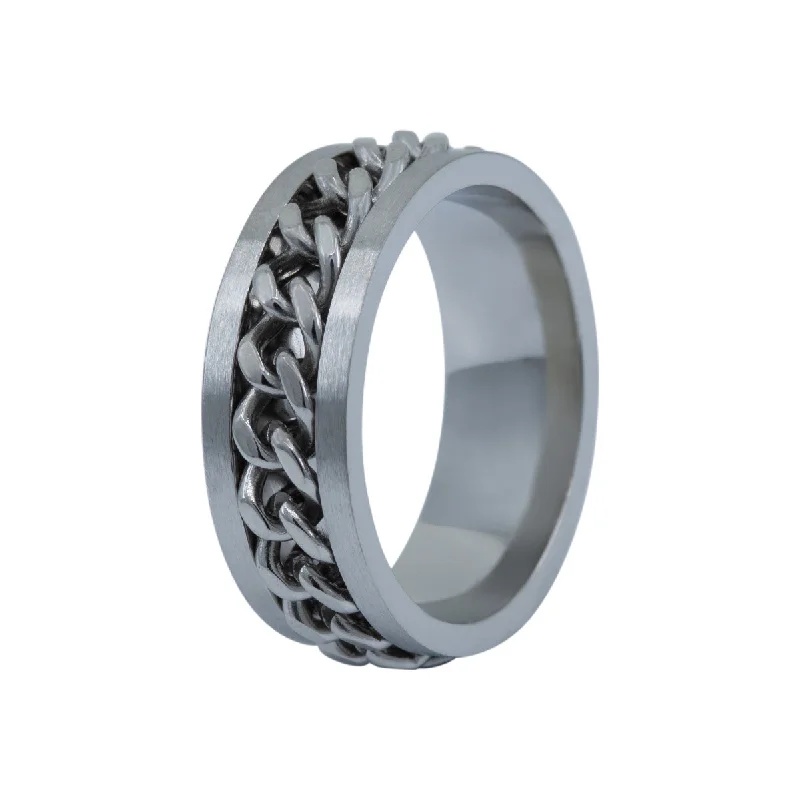 Men's stackable rings for a layered lookMen's Silver Chain Link Anxiety Ring