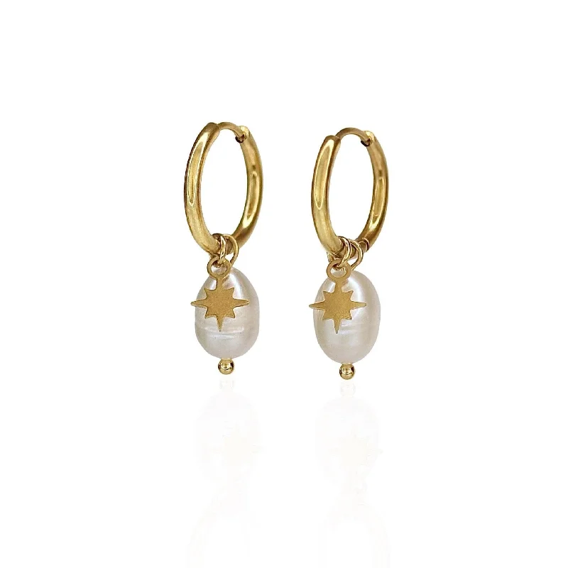 Everyday hoop earringsNorth Star Pearl Hoops