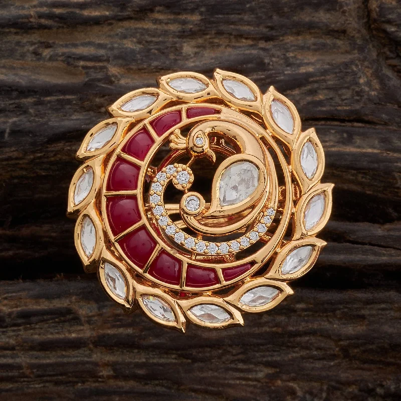 Handmade double finger rings with artisanal qualityKundan Finger Ring 163996