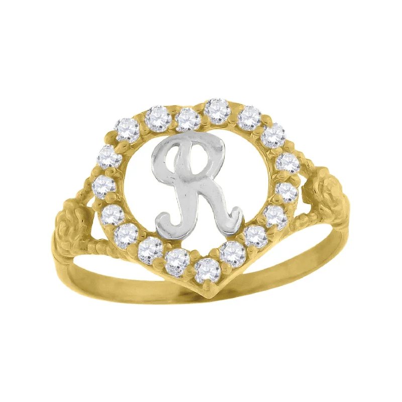 Minimalist Fashion Rings in Stainless Steel with a Single Solitaire CrystalKeene Jewelers 10kt Two-tone Gold Womens Cubic Zirconia Polished Finish Heart Shape Letter R Initial Ring Minimalist Fashion Rings in Stainless Steel with a Single Solitaire CrystalKeene Jewelers 10kt Two-tone Gold Womens Cubic Zirconia Polished Finish Heart Shape Letter R Initial Ring