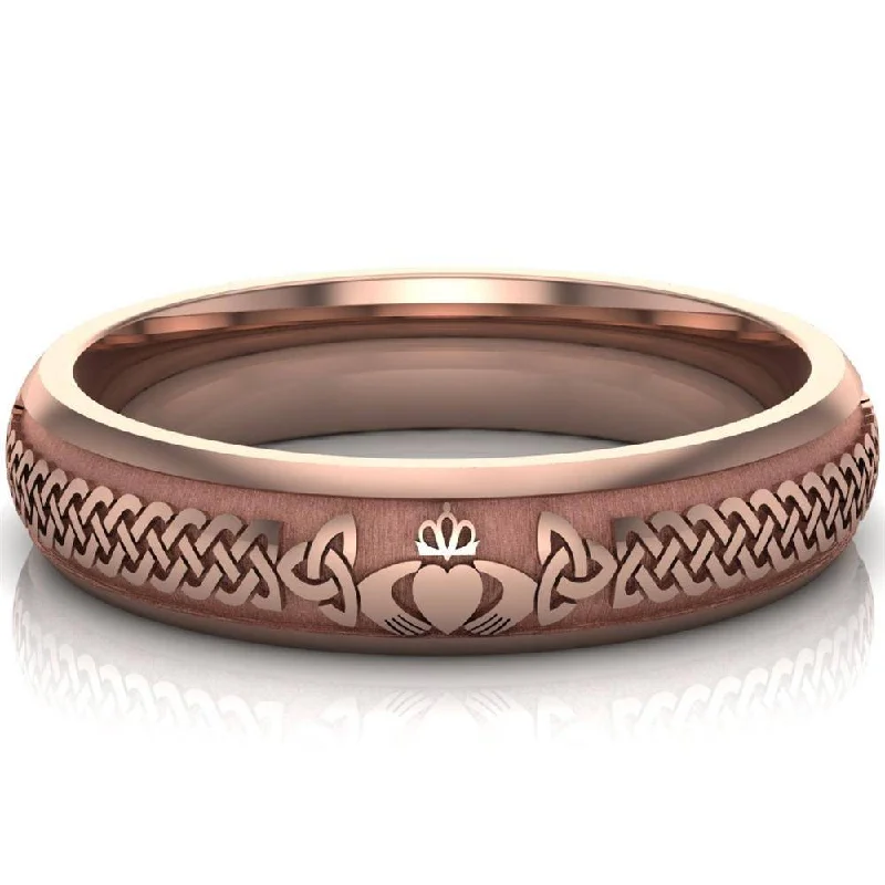 Men's opal - featured rings with iridescent colorsCladdagh Wedding Ring UCL1-14R5M - 10K/14K/18K Rose Gold Men's opal - featured rings with iridescent colorsCladdagh Wedding Ring UCL1-14R5M - 10K/14K/18K Rose Gold