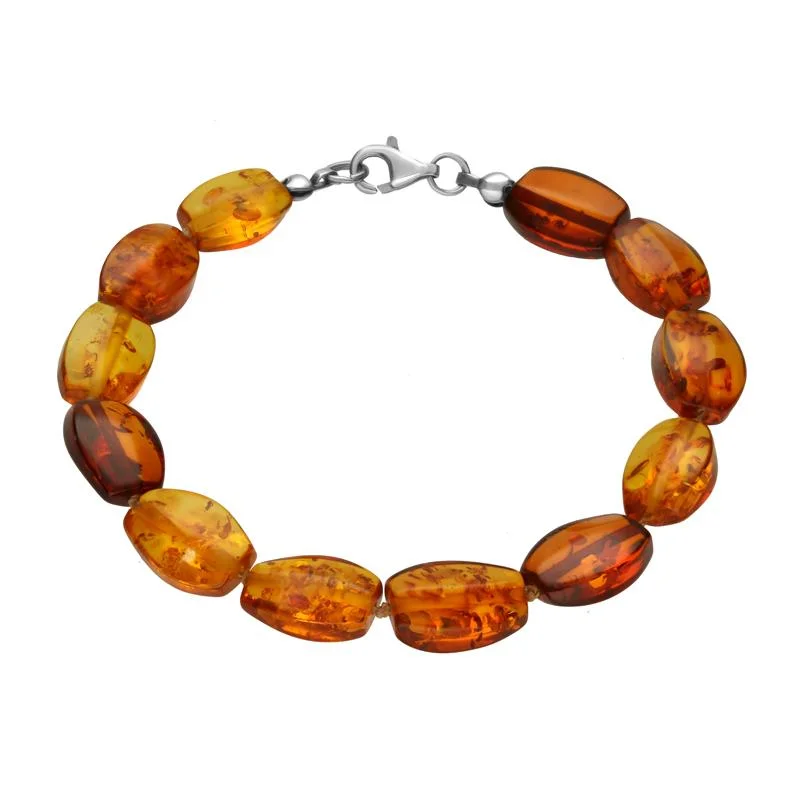 Sterling Silver Amber Full Stone Bracelet