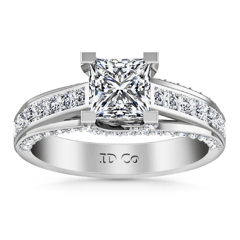 Interlocking Band Women's Rings in White Gold for a Modern DesignPave Princess Cut Diamond Engagement Ring Isabella 14K White Gold Interlocking Band Women's Rings in White Gold for a Modern DesignPave Princess Cut Diamond Engagement Ring Isabella 14K White Gold
