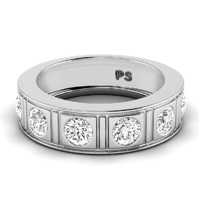 Men's lightweight rings for all - day comfort1.50 CT Round Cut Diamonds - Mens Wedding Band Men's lightweight rings for all - day comfort1.50 CT Round Cut Diamonds - Mens Wedding Band