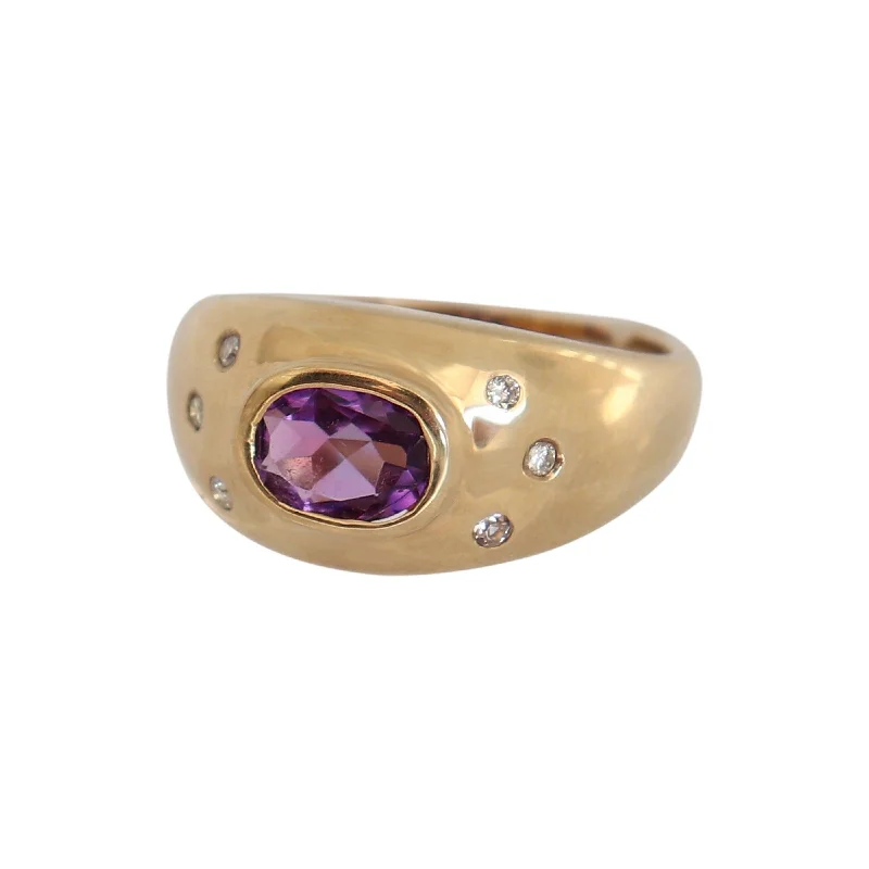 Magnetic Clasp Women's Rings for Easy Wearing and RemovalYellow Gold Amethyst and Diamonds Ring Magnetic Clasp Women's Rings for Easy Wearing and RemovalYellow Gold Amethyst and Diamonds Ring