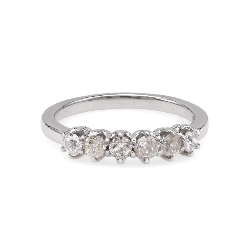 Halo diamond engagement ring in 18K white gold with a center oval - cut stoneModern 6 Stone Diamond Platinum Wedding Band Halo diamond engagement ring in 18K white gold with a center oval - cut stoneModern 6 Stone Diamond Platinum Wedding Band