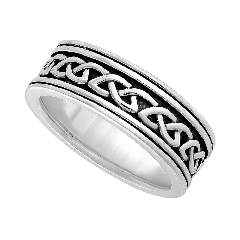 Men's pinky rings with a small gemstoneMen's Sterling Silver Oxidized Celtic Knot Wedding Ring - S21073 Men's pinky rings with a small gemstoneMen's Sterling Silver Oxidized Celtic Knot Wedding Ring - S21073