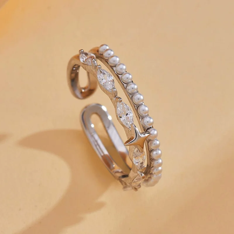 Two - tone double finger rings combining different metals92.5 Silver Finger Ring 164314 Two - tone double finger rings combining different metals92.5 Silver Finger Ring 164314