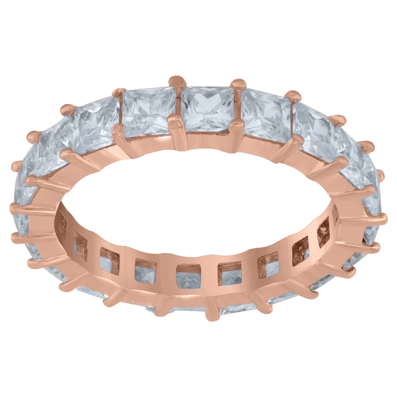 Adjustable Fashion Rings in Leather and Brass with a Tribal - Inspired DesignKeene Jewelers 925 Sterling Silver Rose-Tone Womens Cubic Zirconia 3mm Stackable Band Ring Size 7