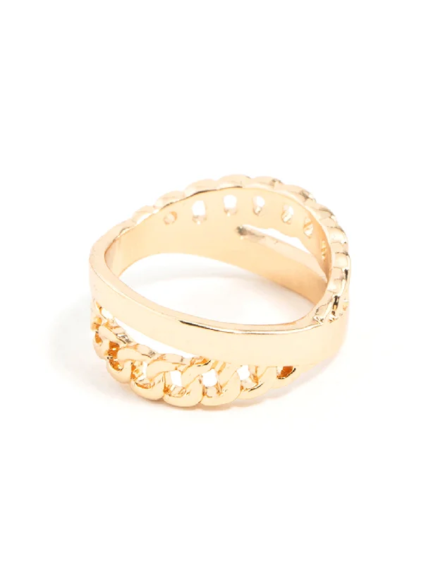 Bohemian - Style Fashion Rings with Turquoise and Silver Filigree for a Free - Spirited LookGold Chain Cross Ring Bohemian - Style Fashion Rings with Turquoise and Silver Filigree for a Free - Spirited LookGold Chain Cross Ring