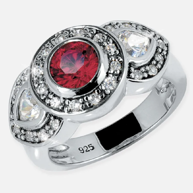 Tennis - Style Women's Rings with a Row of Round Diamonds in PlatinumMaharajah Red Ring Tennis - Style Women's Rings with a Row of Round Diamonds in PlatinumMaharajah Red Ring