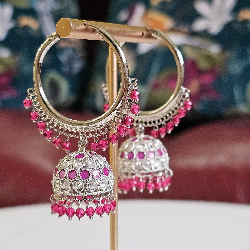 Sterling silver hoop earringsSaloni Silver Polki Jhumki Bali Earrings
