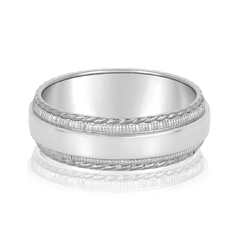 Men's leather - wrapped rings for a rustic charmMen's Milgrain Lines and Rope Edges Band Men's leather - wrapped rings for a rustic charmMen's Milgrain Lines and Rope Edges Band