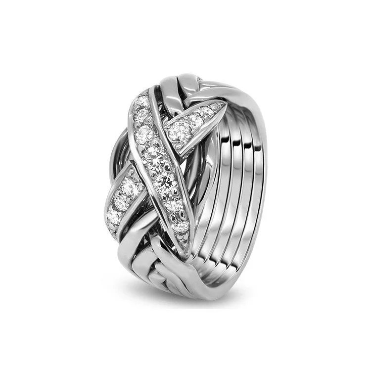 Interlocking Band Women's Rings in White Gold for a Modern DesignWomens Platinum Diamond 6RX-LD Interlocking Band Women's Rings in White Gold for a Modern DesignWomens Platinum Diamond 6RX-LD