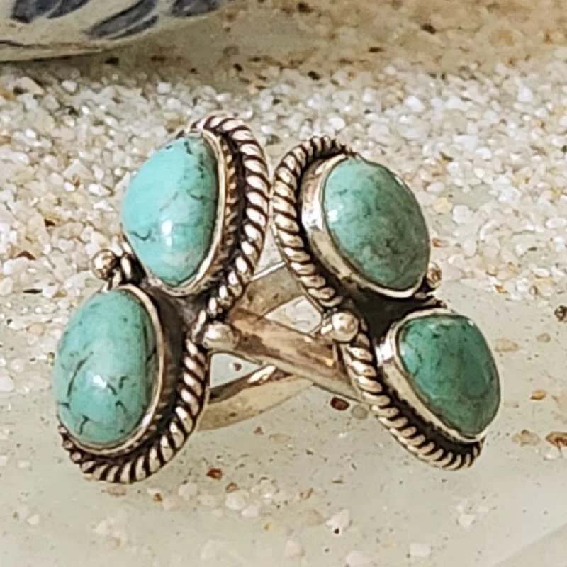 Magnetic Clasp Women's Rings for Easy Wearing and RemovalDOUBLE GREEN - TURQUOISE 925 STONE RING Magnetic Clasp Women's Rings for Easy Wearing and RemovalDOUBLE GREEN - TURQUOISE 925 STONE RING