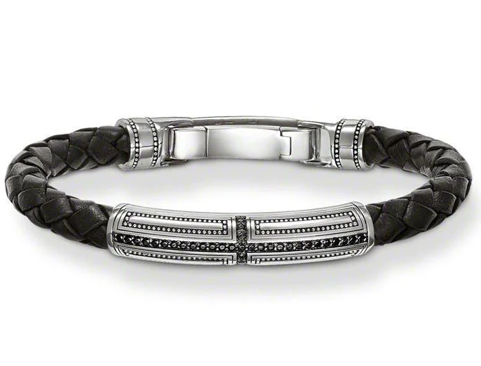 Thomas Sabo Rebel At Heart Leather Strap Cross Bracelet