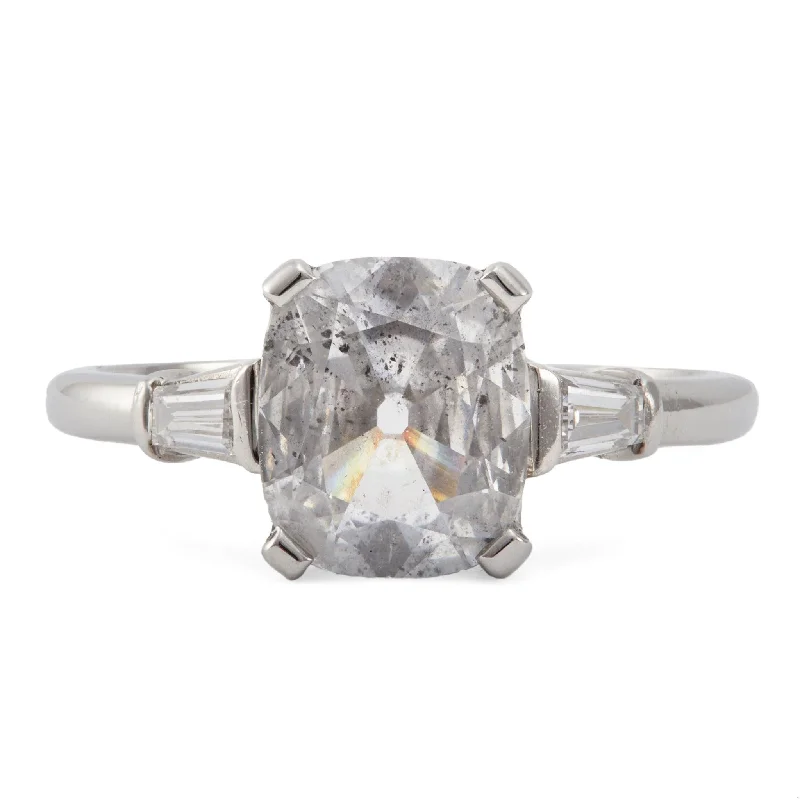 Emerald - cut diamond engagement ring set in a modern titanium bandVintage GIA 1.47 Carat Old Mine Cut Diamond Platinum Ring Emerald - cut diamond engagement ring set in a modern titanium bandVintage GIA 1.47 Carat Old Mine Cut Diamond Platinum Ring