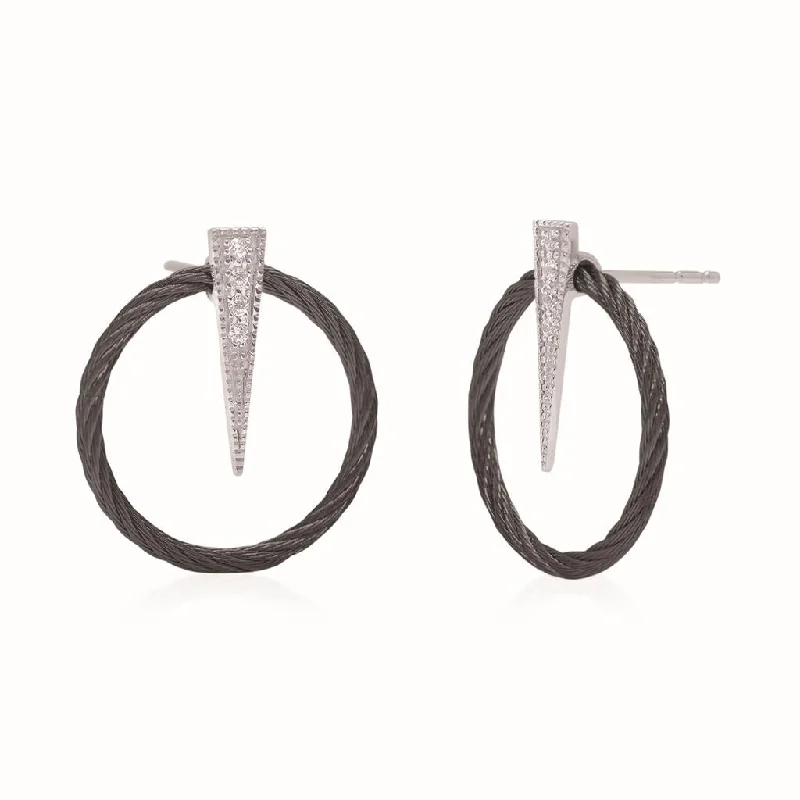 Men's Sapphire Engagement Rings in 18K White Gold with Pave Diamond AccentsAlor Cable Wire Black Open Circle Earrings w/ Diamond Accent Spike Men's Sapphire Engagement Rings in 18K White Gold with Pave Diamond AccentsAlor Cable Wire Black Open Circle Earrings w/ Diamond Accent Spike