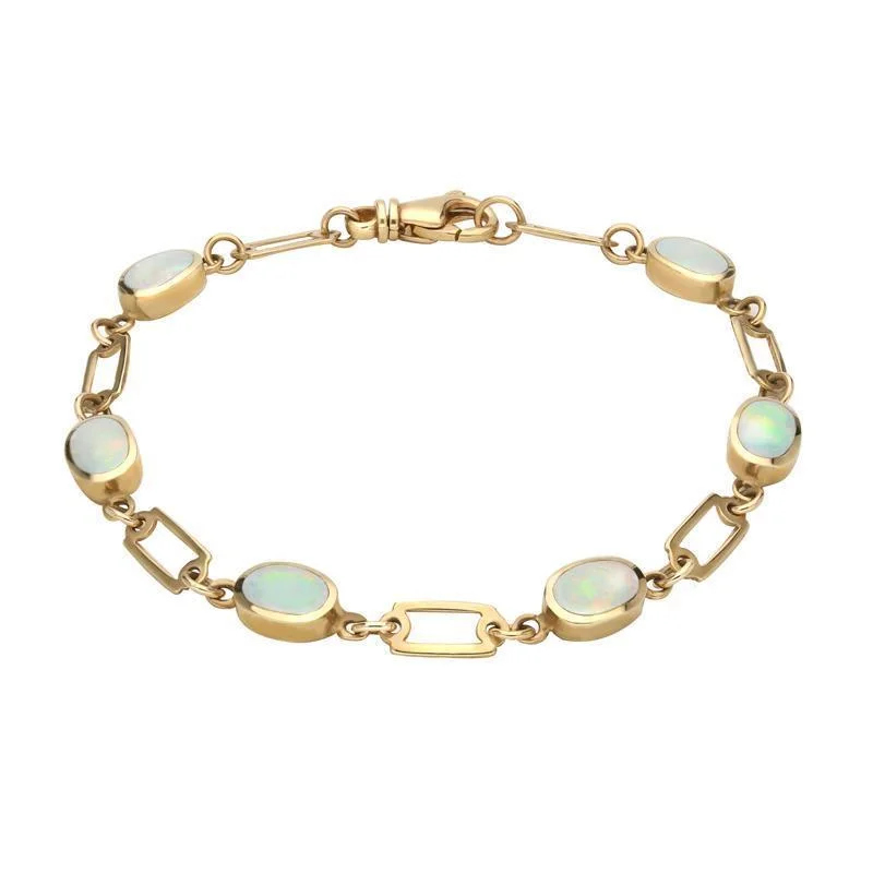 9ct Yellow Gold Opal Oval Linked Bracelet