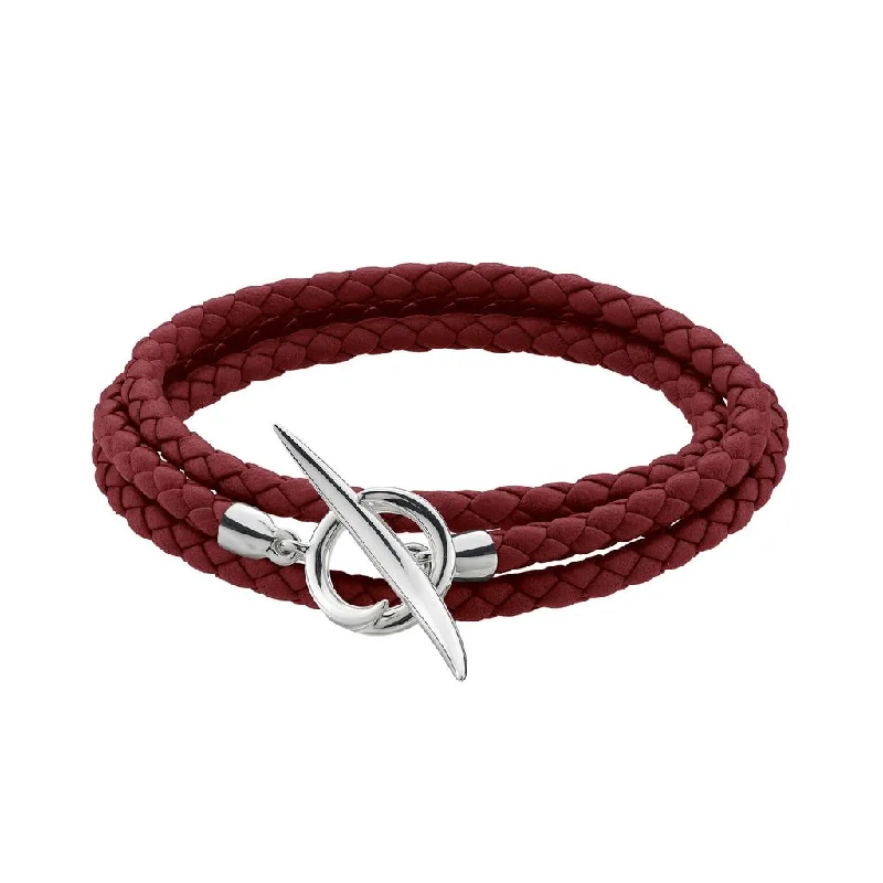 Shaun Leane Quill Sterling Silver Red Leather Wrap Bracelet
