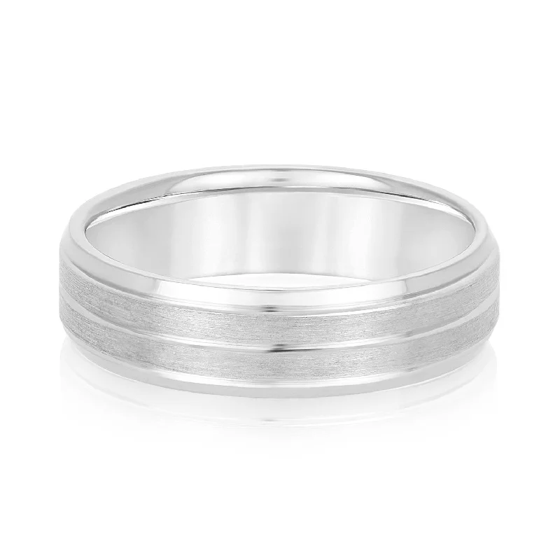 Men's shock - resistant rings for durabilitySand Blast Men's Wedding Band with a Single Center Strip Men's shock - resistant rings for durabilitySand Blast Men's Wedding Band with a Single Center Strip