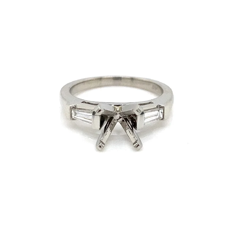 Men's Amethyst Engagement Rings in Sterling Silver with a Contemporary Geometric SettingPlatinum Diamond Baguette Semi-Mount - .38ctw Men's Amethyst Engagement Rings in Sterling Silver with a Contemporary Geometric SettingPlatinum Diamond Baguette Semi-Mount - .38ctw
