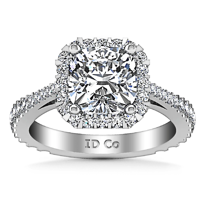 Art Deco - Inspired Women's Rings with Geometric Shapes in 14K GoldHalo Cushion Cut Diamond Engagement Ring Adalyn 14K White Gold Art Deco - Inspired Women's Rings with Geometric Shapes in 14K GoldHalo Cushion Cut Diamond Engagement Ring Adalyn 14K White Gold