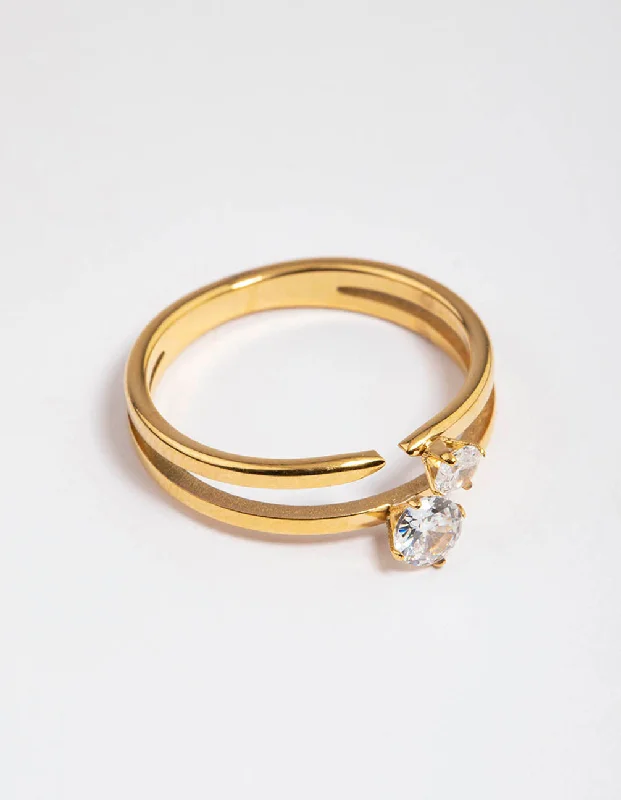 Chunky Fashion Rings in Copper with Geometric Patterns for a Bold AccessoryWaterproof Gold Plated Classic Cubic Zirconia Offset Ring Chunky Fashion Rings in Copper with Geometric Patterns for a Bold AccessoryWaterproof Gold Plated Classic Cubic Zirconia Offset Ring