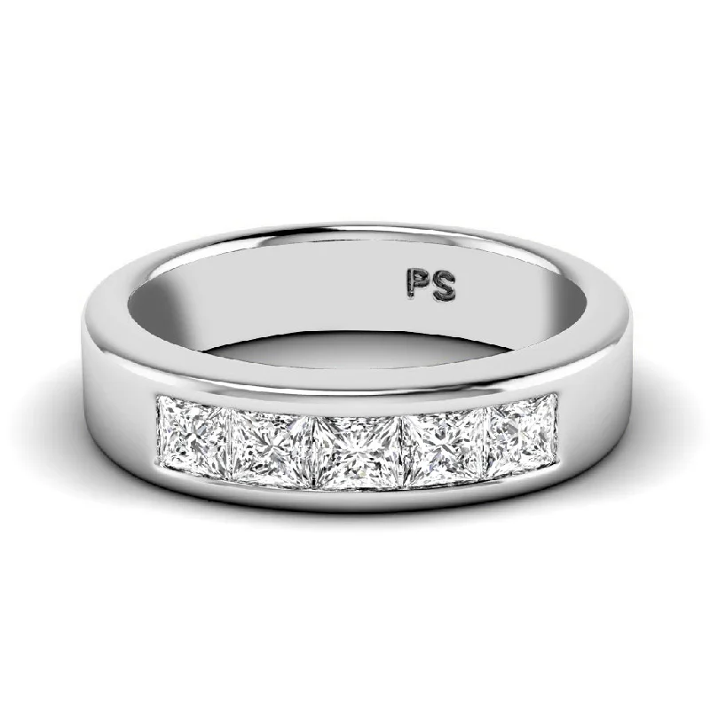 Men's adjustable - size rings for a perfect fit1.00 CT Princess Cut Diamonds - Mens Wedding Band Men's adjustable - size rings for a perfect fit1.00 CT Princess Cut Diamonds - Mens Wedding Band