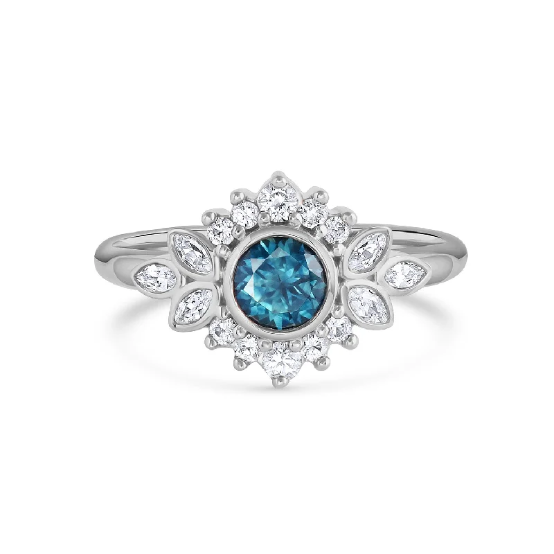 Dahlia Ring | Teal Sapphire