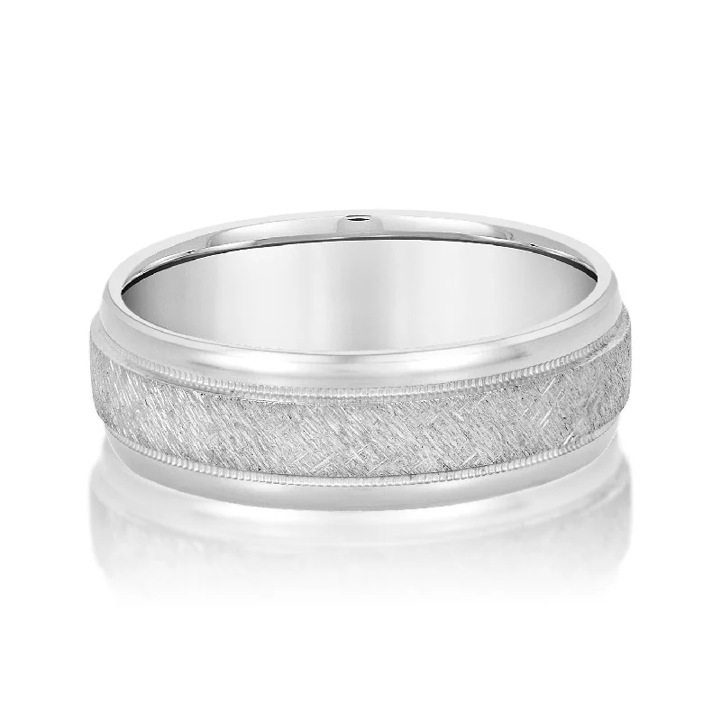 Men's anchor - themed rings for a nautical lookMen's Scratch-Finish Milgrain Wedding Band Men's anchor - themed rings for a nautical lookMen's Scratch-Finish Milgrain Wedding Band