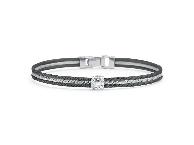Men's Black Onyx Engagement Rings Set in Titanium for a Modern and Bold LookAlor Black & Grey Cable Bracelet with Single Square Station Men's Black Onyx Engagement Rings Set in Titanium for a Modern and Bold LookAlor Black & Grey Cable Bracelet with Single Square Station