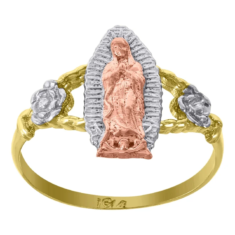 Stackable Fashion Rings in Rose - Gold Tone with Delicate Floral EngravingsKeene Jewelers 14kt Gold Womens Tri-color CZ Guadalupe Mary Flower SZ7 Religious Ring Band Stackable Fashion Rings in Rose - Gold Tone with Delicate Floral EngravingsKeene Jewelers 14kt Gold Womens Tri-color CZ Guadalupe Mary Flower SZ7 Religious Ring Band