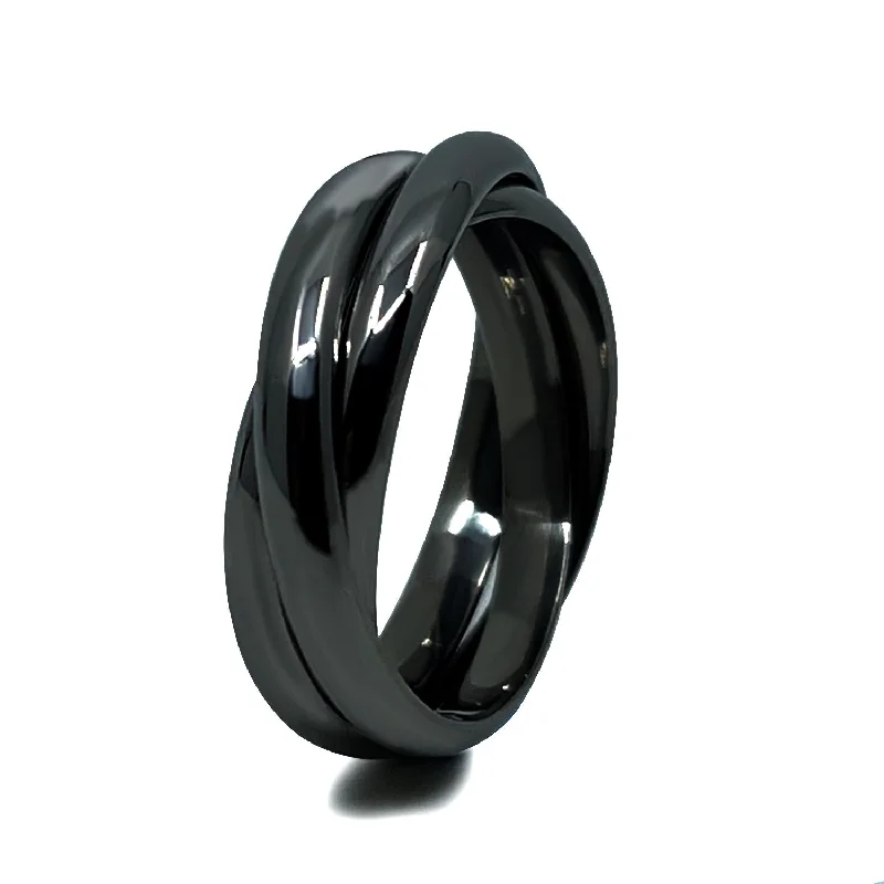 Statement - Making Cocktail Rings for Women with Large Cubic ZirconiaTrinary Black Titanium Ring Statement - Making Cocktail Rings for Women with Large Cubic ZirconiaTrinary Black Titanium Ring