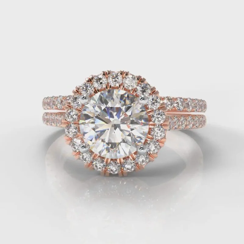 Men's Tanzanite Engagement Rings in Palladium with a Three - Stone ArrangementPetite Micropavé Round Brilliant Cut Diamond Halo Bridal Set - Rose Gold Men's Tanzanite Engagement Rings in Palladium with a Three - Stone ArrangementPetite Micropavé Round Brilliant Cut Diamond Halo Bridal Set - Rose Gold