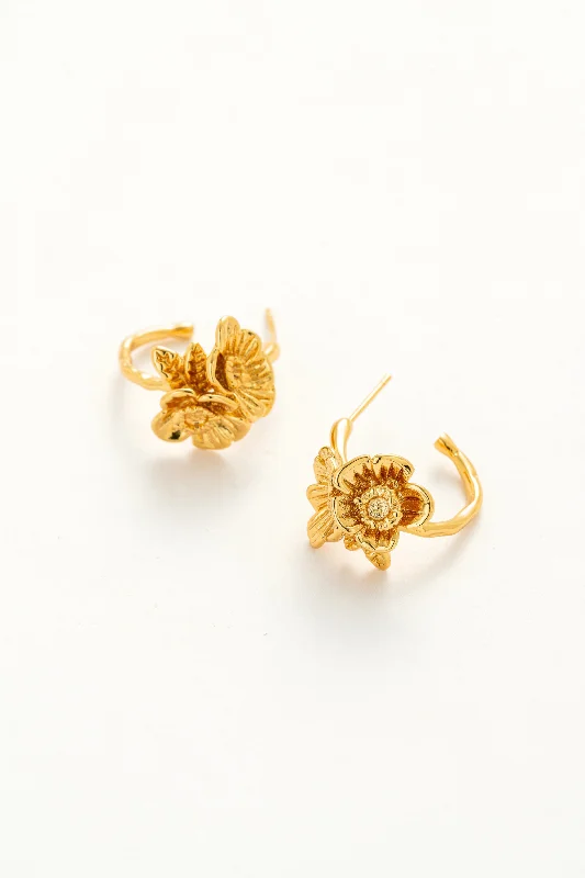 Personalized hoop earringsGilded Blossm C Hoop Earrings