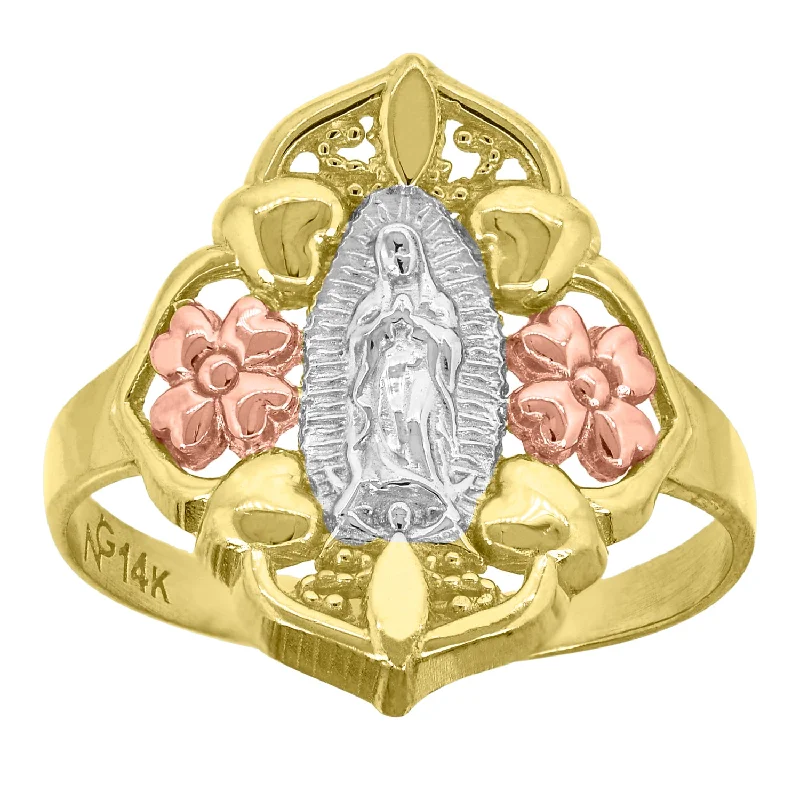 Bohemian - Style Fashion Rings with Turquoise and Silver Filigree for a Free - Spirited LookKeene Jewelers 14kt Gold Womens Tri-color Guadalupe Mary Flower Heart SZ7 Religious Band Ring Bohemian - Style Fashion Rings with Turquoise and Silver Filigree for a Free - Spirited LookKeene Jewelers 14kt Gold Womens Tri-color Guadalupe Mary Flower Heart SZ7 Religious Band Ring