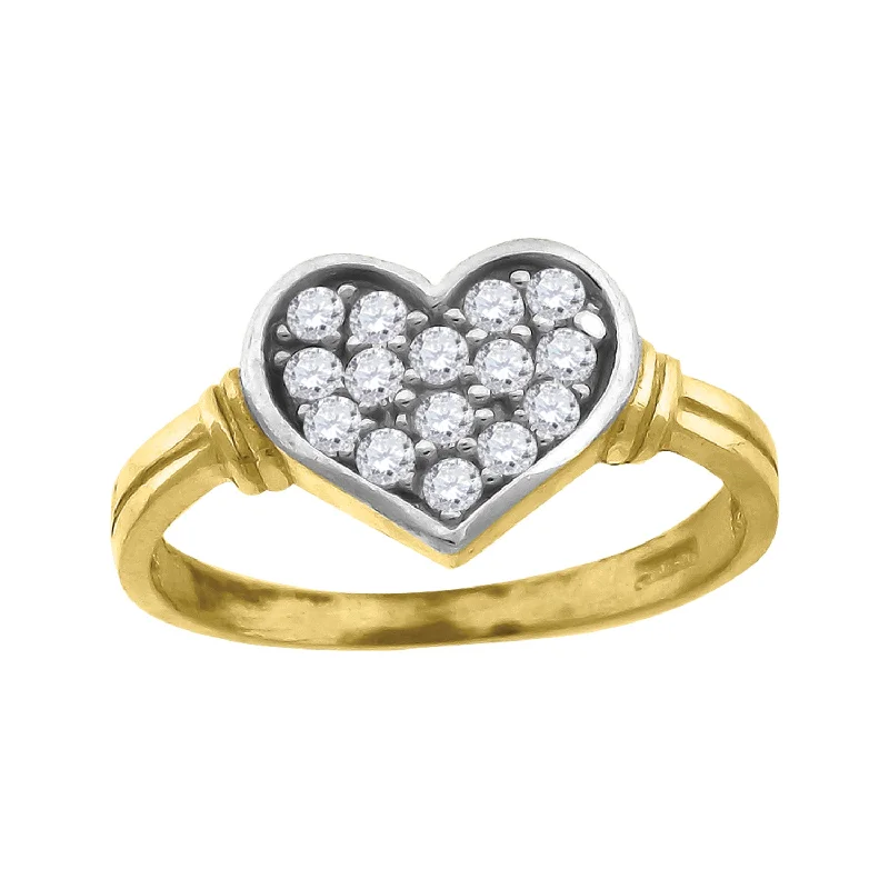 Stackable Fashion Rings in Rose - Gold Tone with Delicate Floral EngravingsKeene Jewelers 10kt Gold Womens Two-tone CZ Heart Band Ring Stackable Fashion Rings in Rose - Gold Tone with Delicate Floral EngravingsKeene Jewelers 10kt Gold Womens Two-tone CZ Heart Band Ring